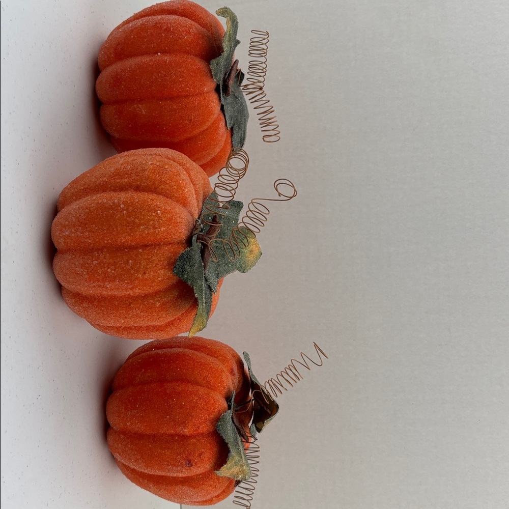 Set of Three Decorative Orange Pumpkins